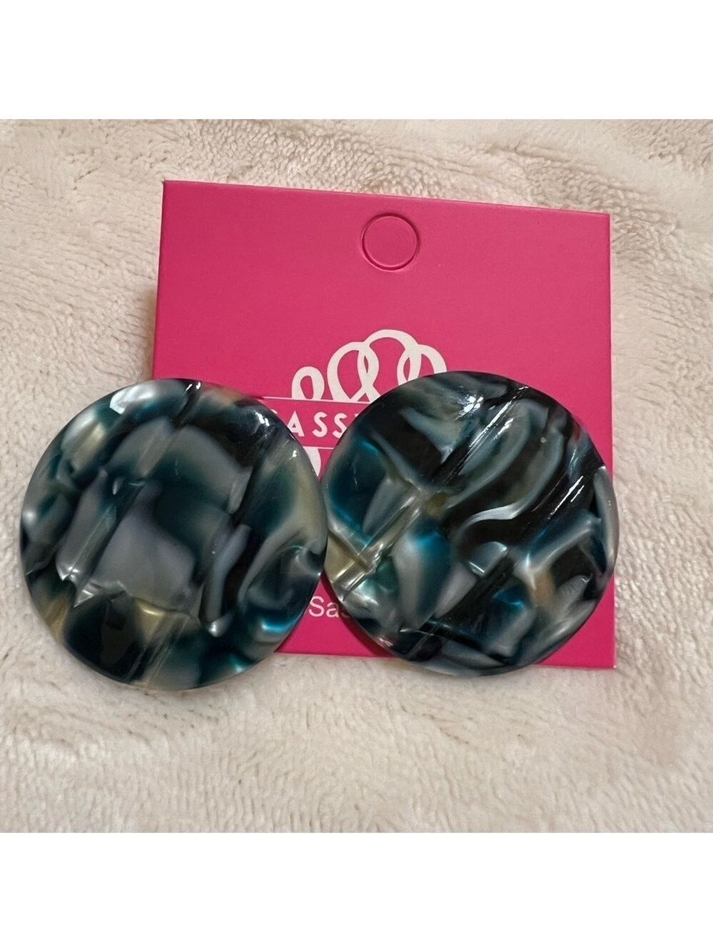 NWT Sassy Jones Zaria Studs White (Green).